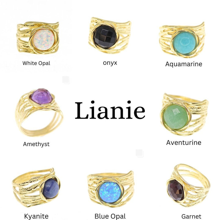 טבעת זהב רחבה קיאניט 14 קראט, טבעת זהב מלאה 14 קראט אבן כחולה