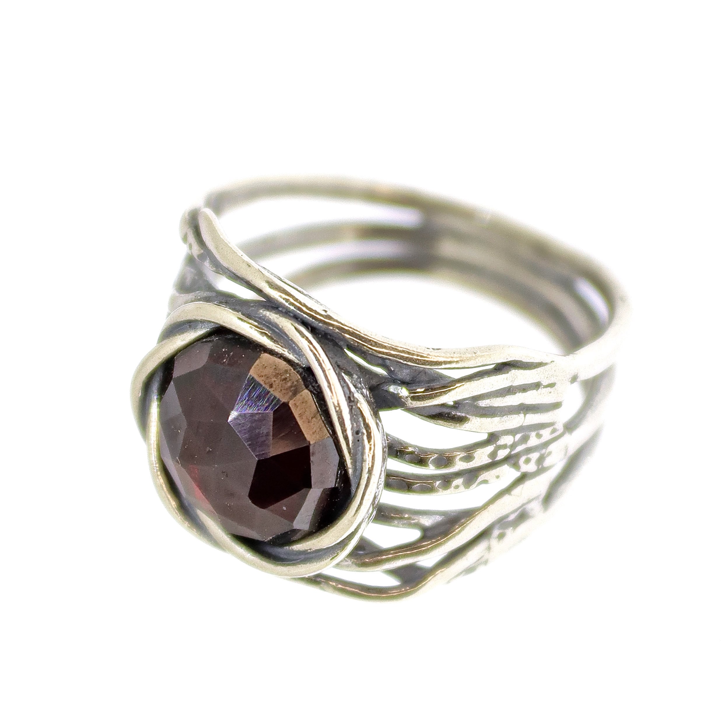 טבעת אוונטורין, טבעת עבה רחבה מכסף סטרלינג 925 עם אבן ירוקה