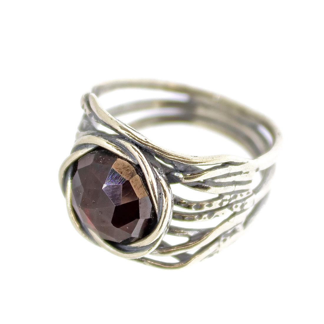 טבעת אוונטורין, טבעת עבה רחבה מכסף סטרלינג 925 עם אבן ירוקה