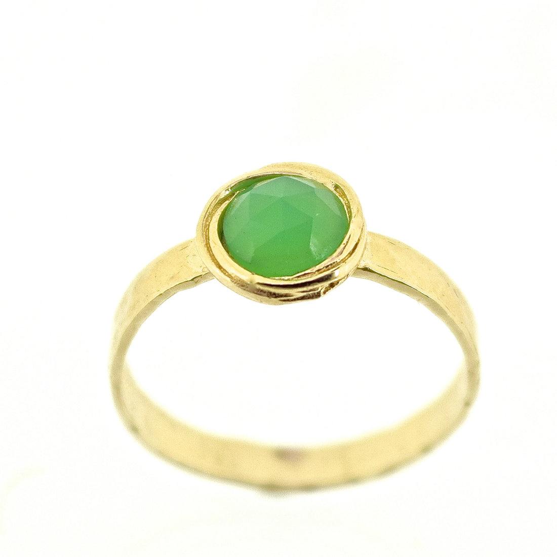 טבעת אקוומרין זהב אבן חן מרוקעת