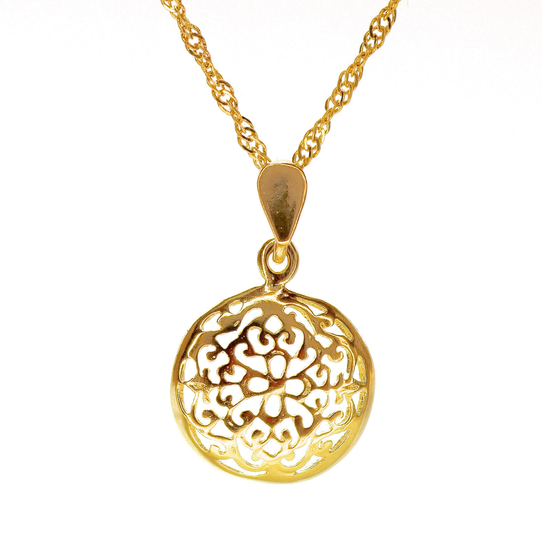 שרשרת פיליגרן, תליון שרשרת עגולה מזהב מלא 14 קראט