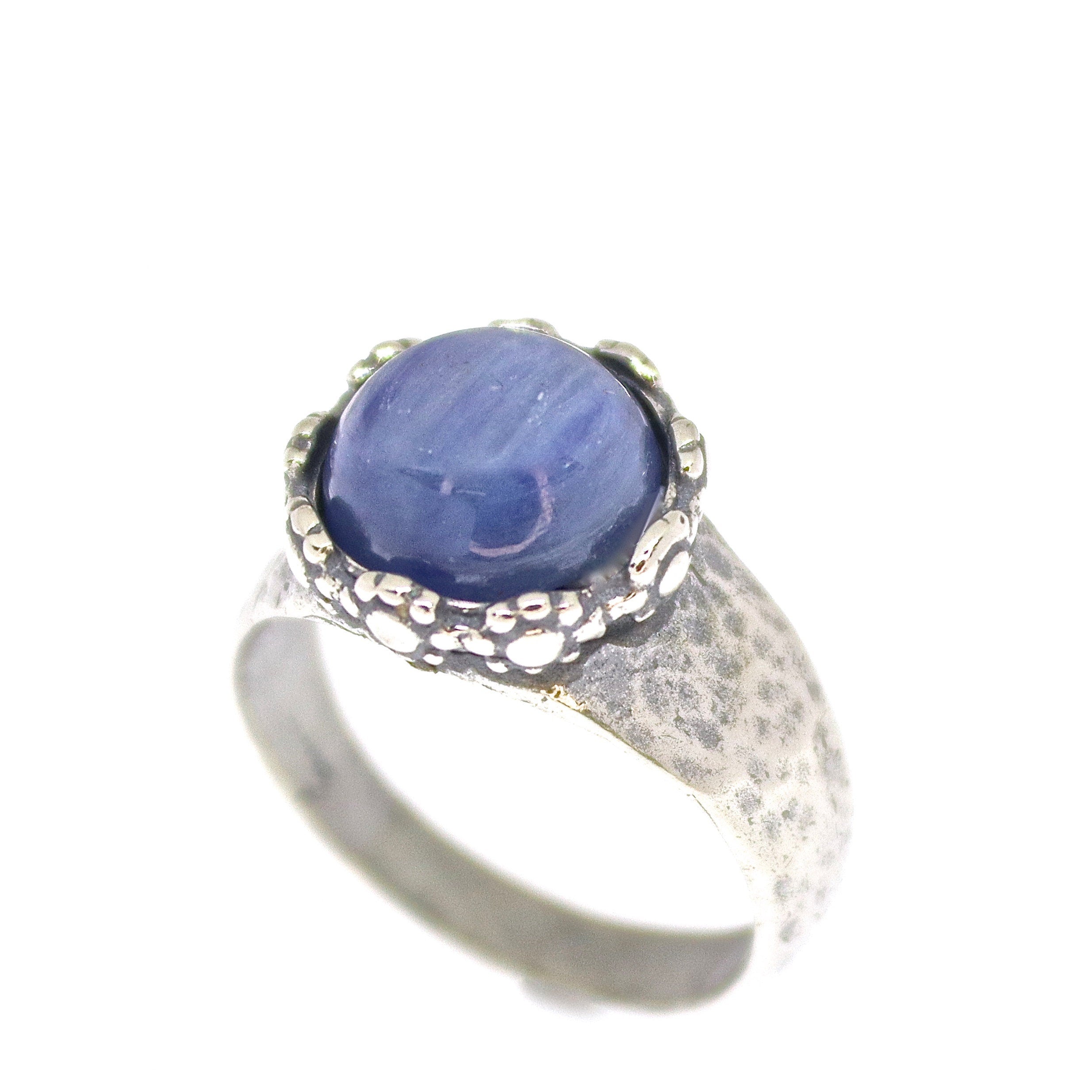 טבעת כסף סטרלינג 925 בעבודת יד משובצת אקוומרין