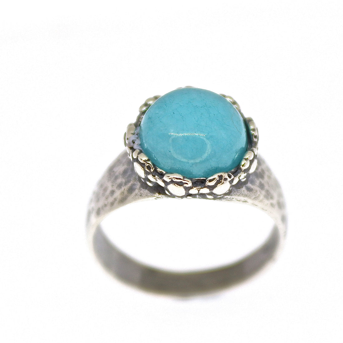 טבעת כסף סטרלינג 925 בעבודת יד משובצת אקוומרין