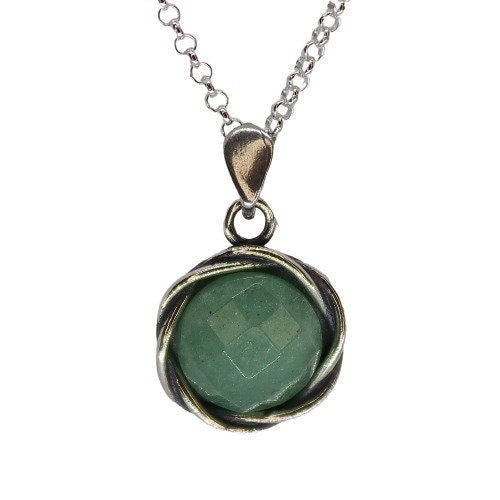 שרשרת אופל כחול מכסף סטרלינג: תליון עיגול בעבודת יד