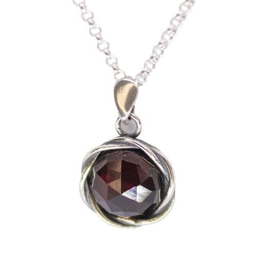 שרשרת אופל כחול מכסף סטרלינג: תליון עיגול בעבודת יד