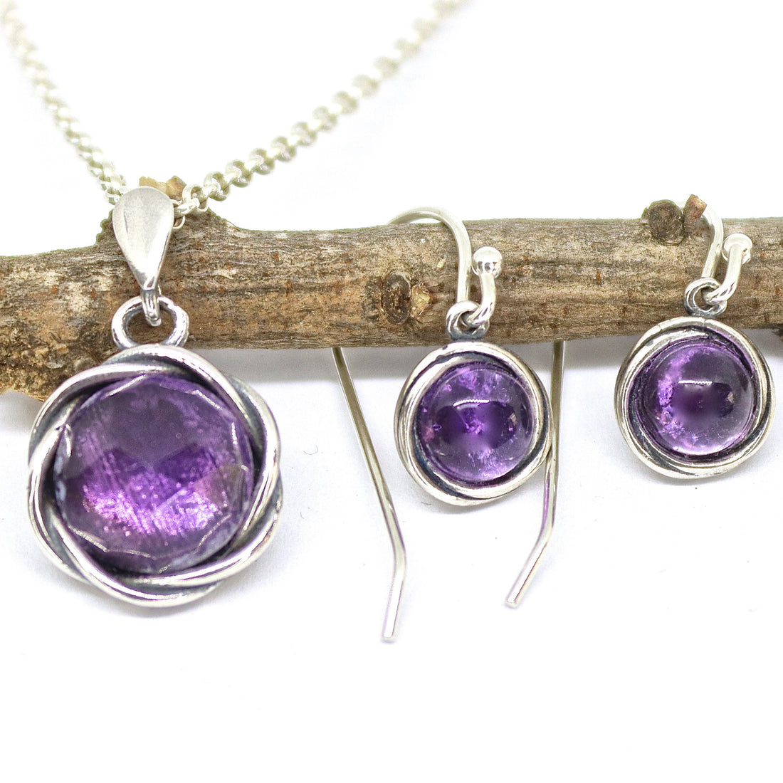 סט תכשיטי כסף סטרלינג אופל כחול: שרשרת ועגילים