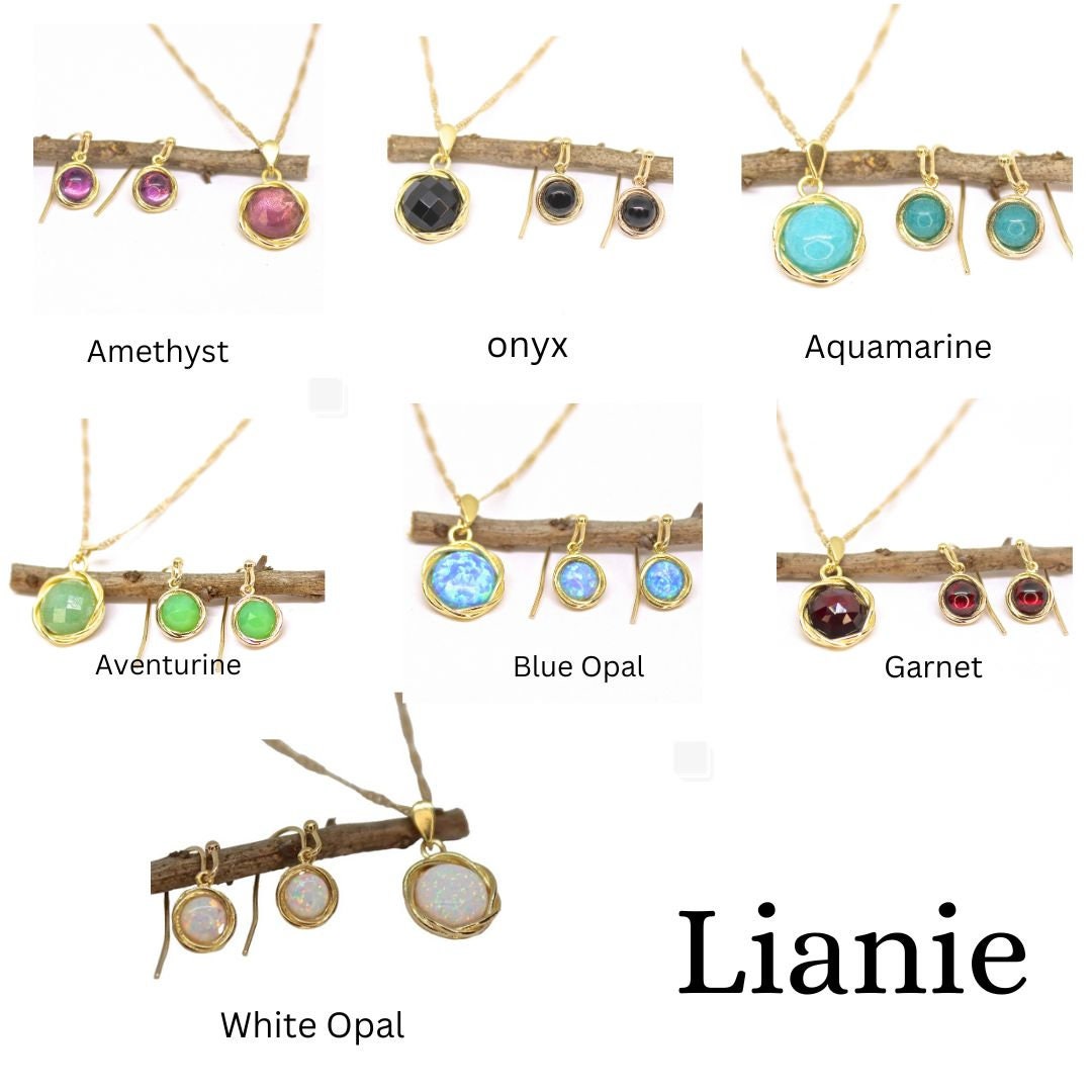 סט תכשיטי אמטיסט, עגילי זהב סגולים ותליון שרשרת