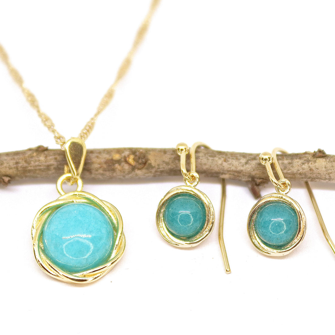 סט תכשיטי אמטיסט, עגילי זהב סגולים ותליון שרשרת