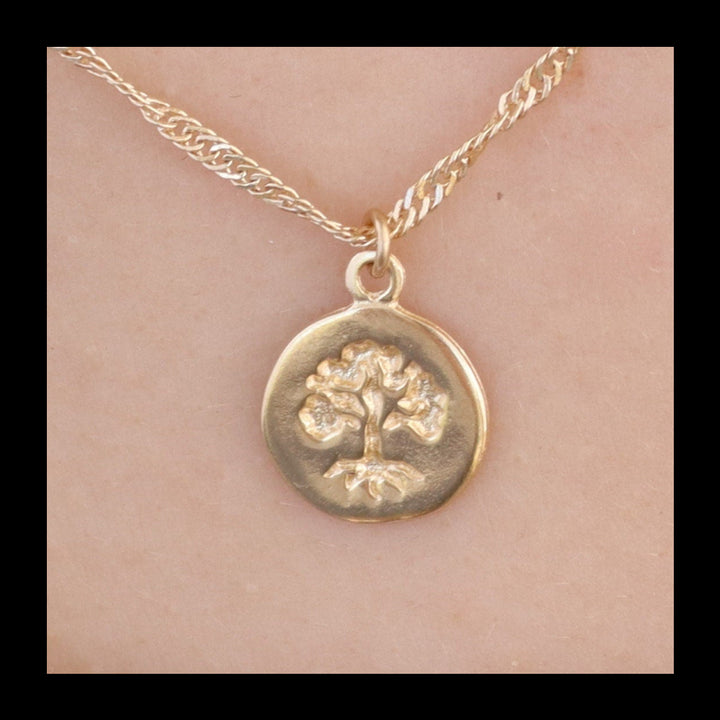 שרשרת תליון עץ החיים מזהב 14 קראט, תליון עץ משפחה זעיר מזהב 14 קראט