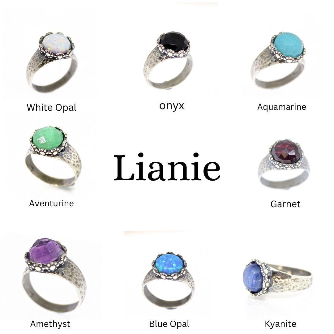 טבעת כסף סטרלינג 925 בעבודת יד משובצת אקוומרין