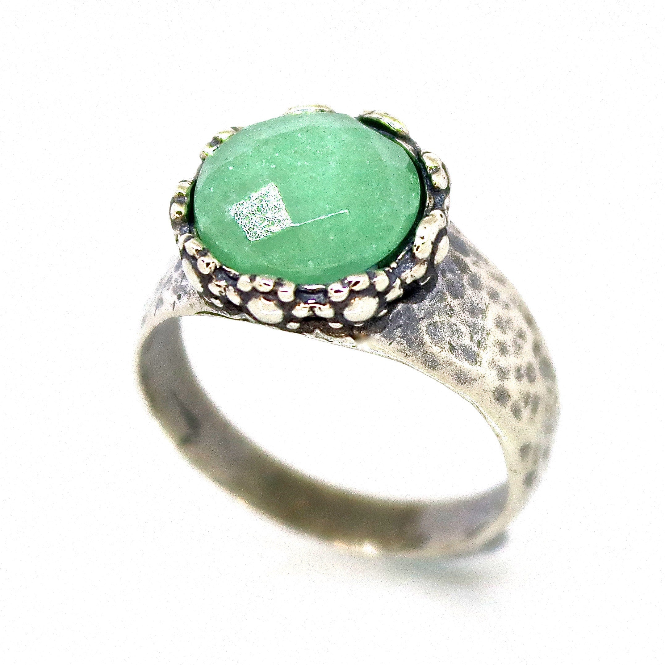 טבעת כסף סטרלינג 925 בעבודת יד משובצת אקוומרין