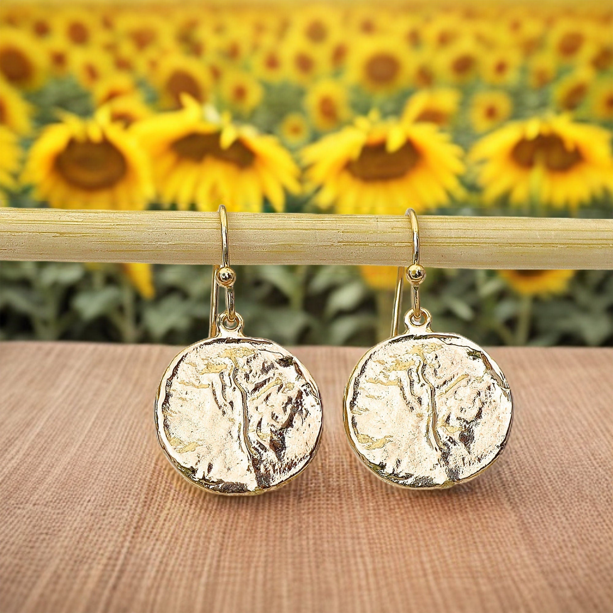 עגילי דיסק זהב תלויים, עגילי טקסטורה