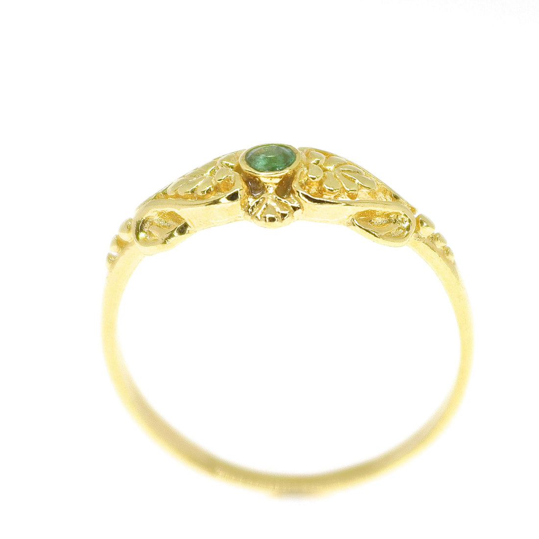 טבעת זהב 14 קראט משובצת אמרלד, טבעת זהב 14 קראט מלאה בסגנון ויקטוריאני