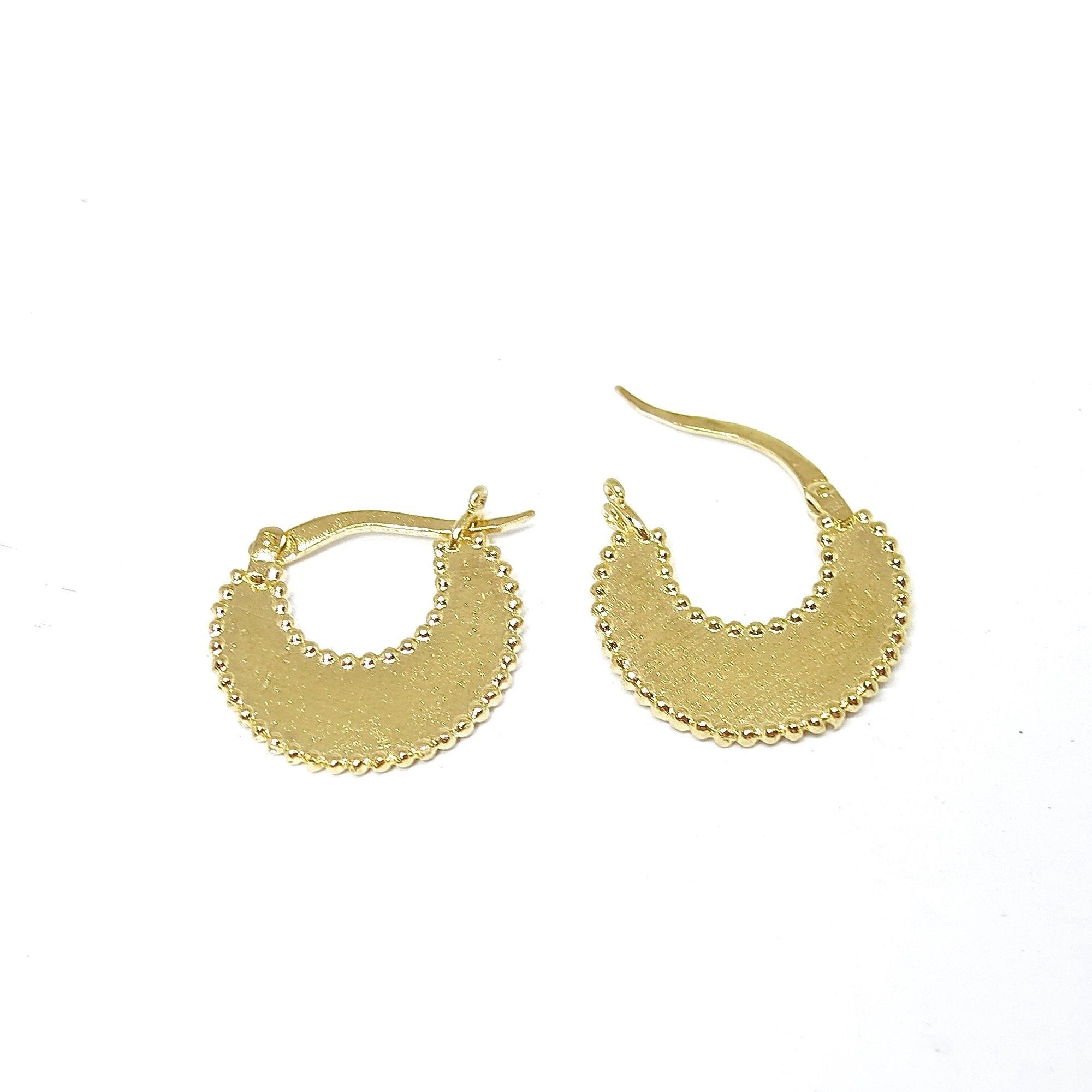 עגילי חישוק זהב סהר: תכשיטי אומן מצופים זהב 14 קראט