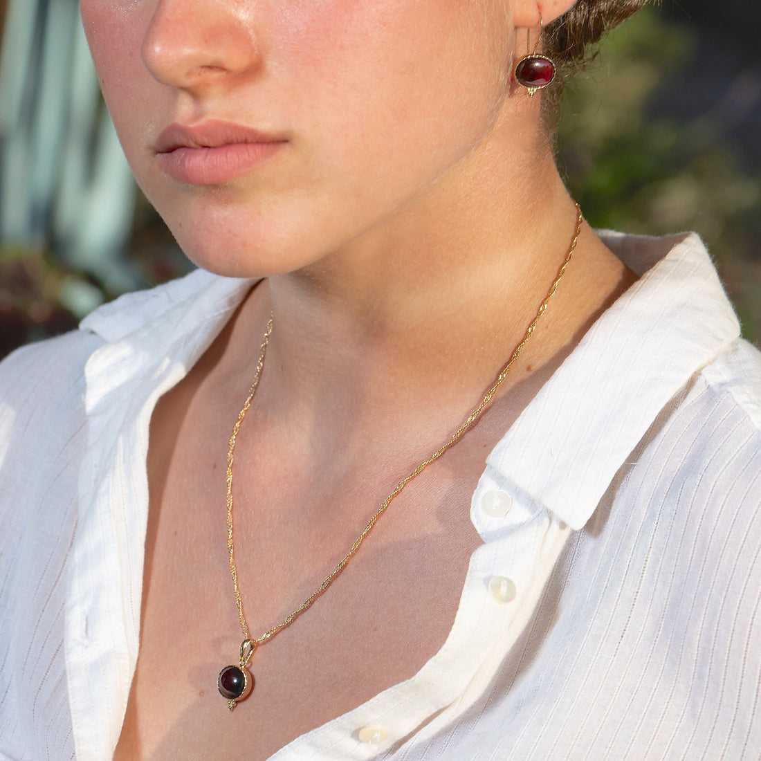 שרשרת תליון זהב גארנט, תכשיטי אבן לידה לנשים