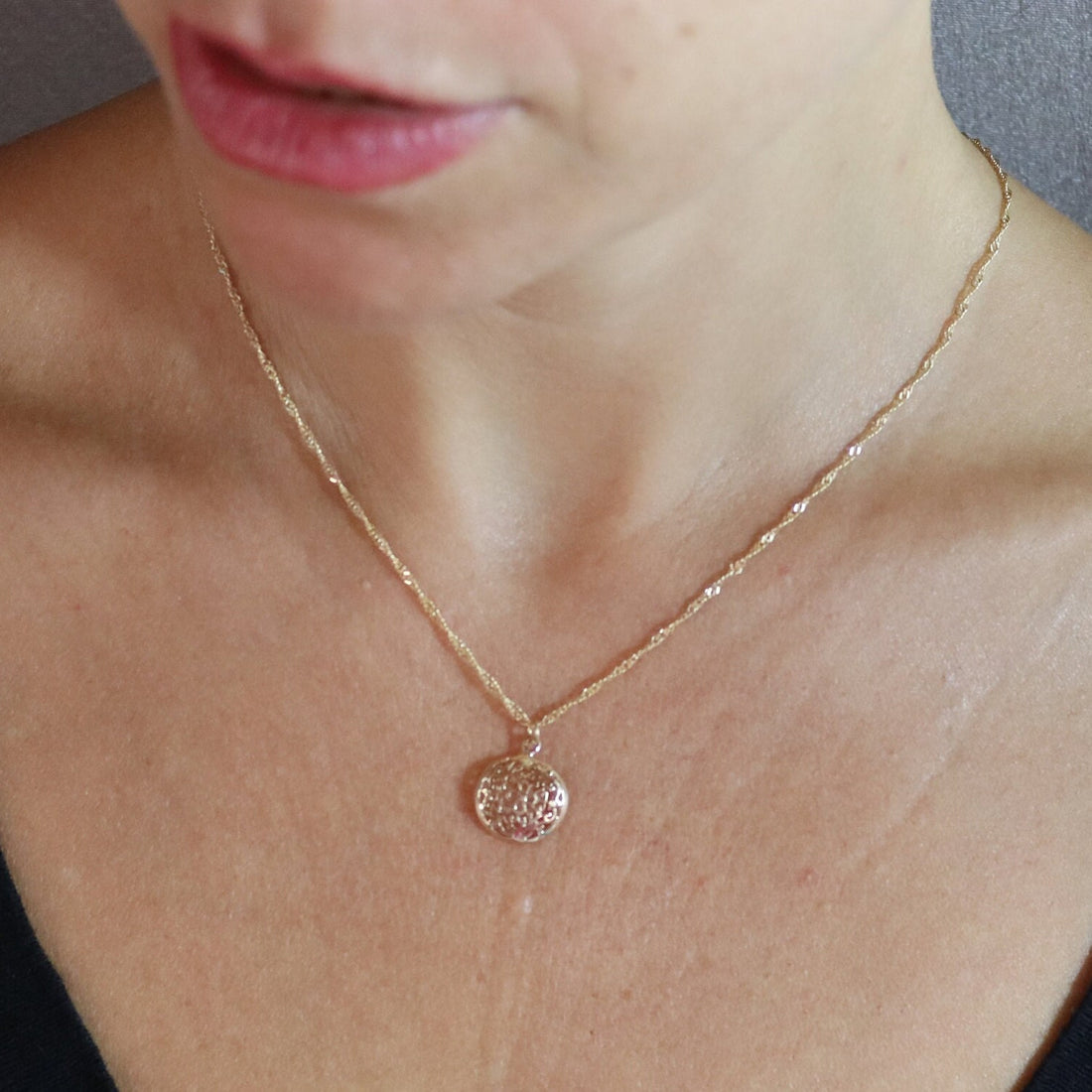 שרשרת פיליגרן, תליון שרשרת עגולה מזהב מלא 14 קראט