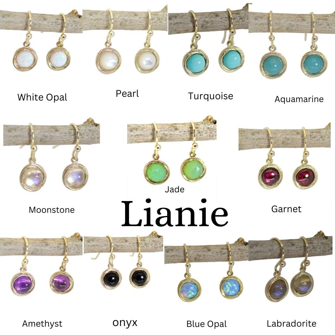 עגילי זהב אמטיסט תלויים, עגילי אבן סגולה פשוטים ועיגול