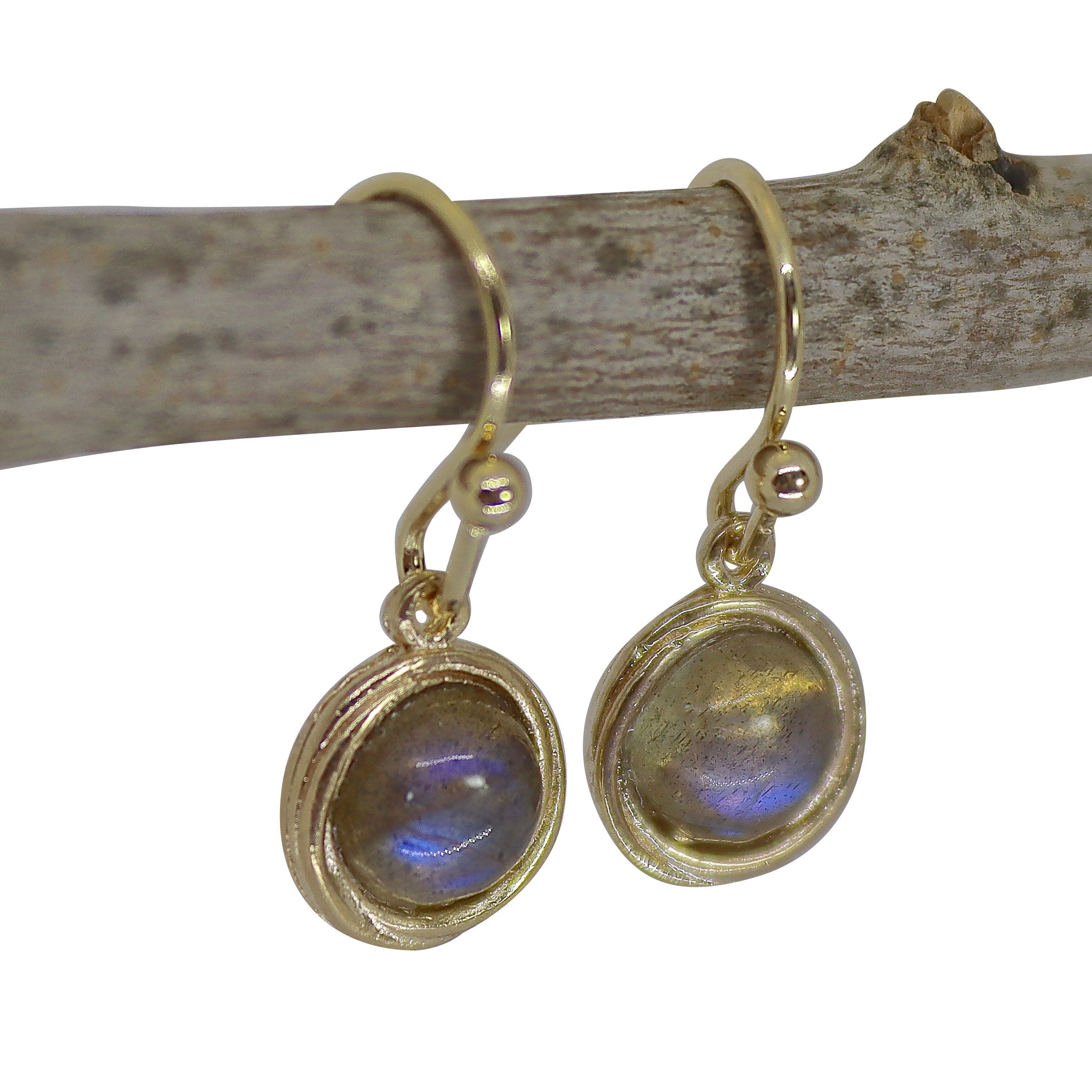עגילי זהב אמטיסט תלויים, עגילי אבן סגולה פשוטים ועיגול