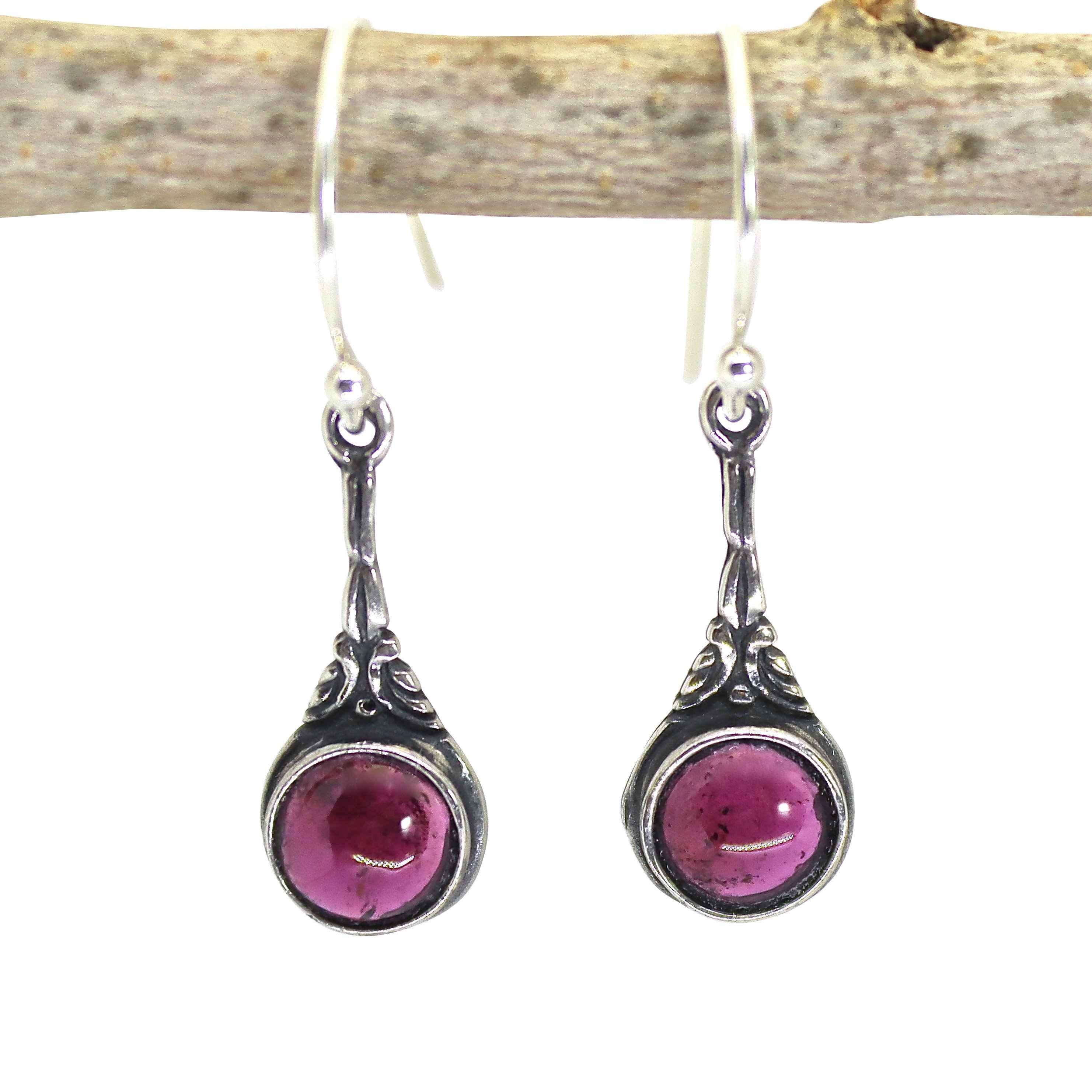 עגילי כסף סטרלינג 925 משובצים באבן ירוקה, בסגנון ויקטוריאני