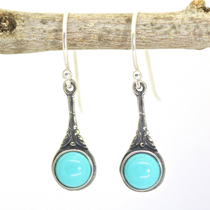 עגילי כסף סטרלינג 925 משובצים באבן ירוקה, בסגנון ויקטוריאני