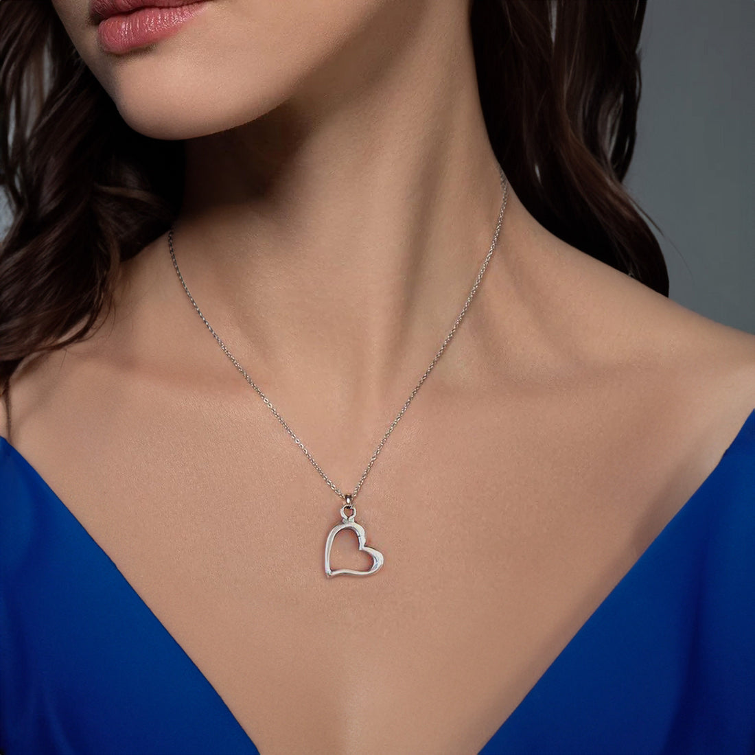 שרשרת תליון לב צדדי מכסף סטרלינג 925