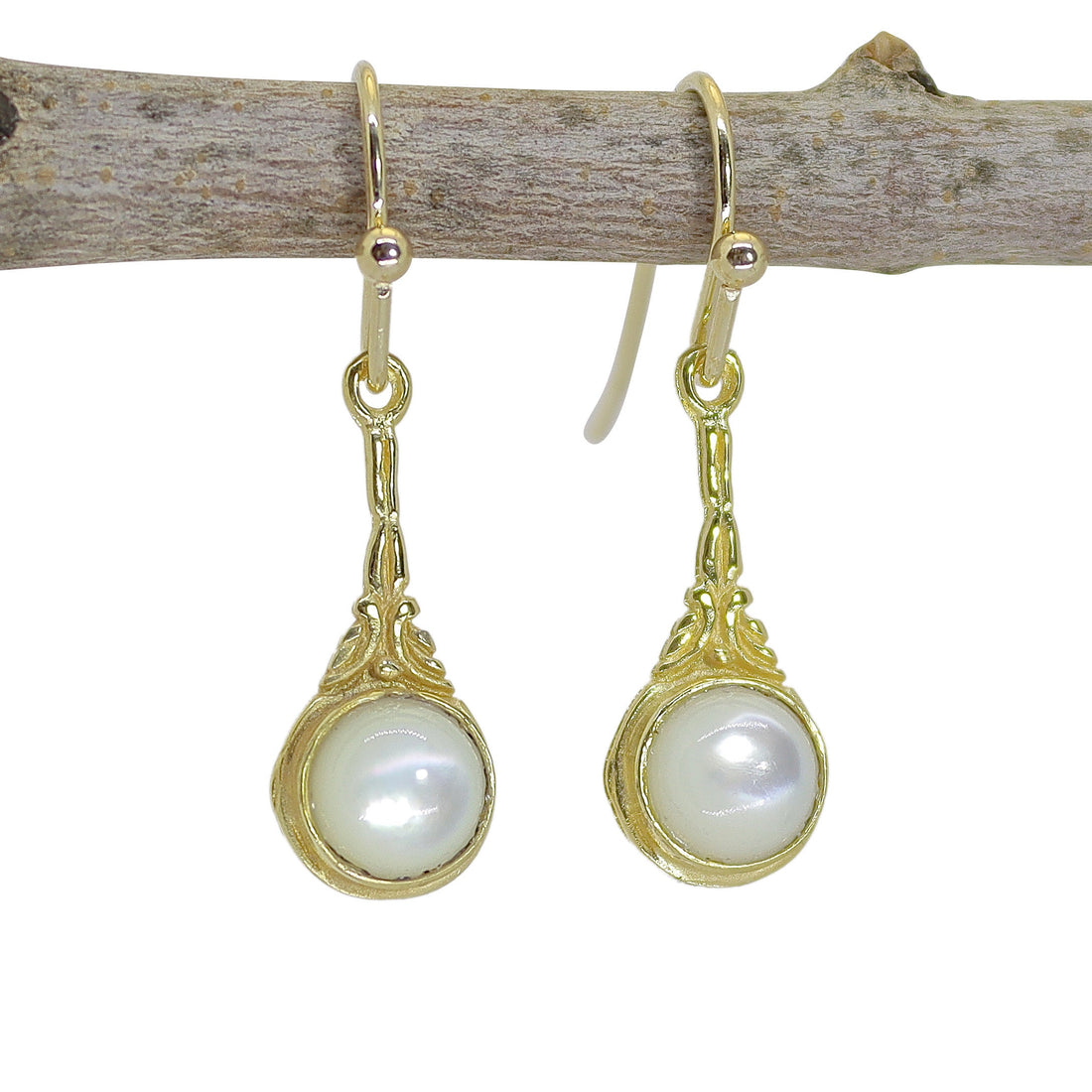 עגילי זהב אופל תלויים, עגילי אופל לבן בסגנון ויקטוריאני