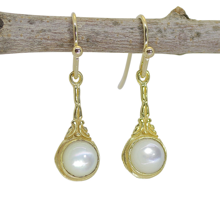 עגילי זהב אופל תלויים, עגילי אופל לבן בסגנון ויקטוריאני