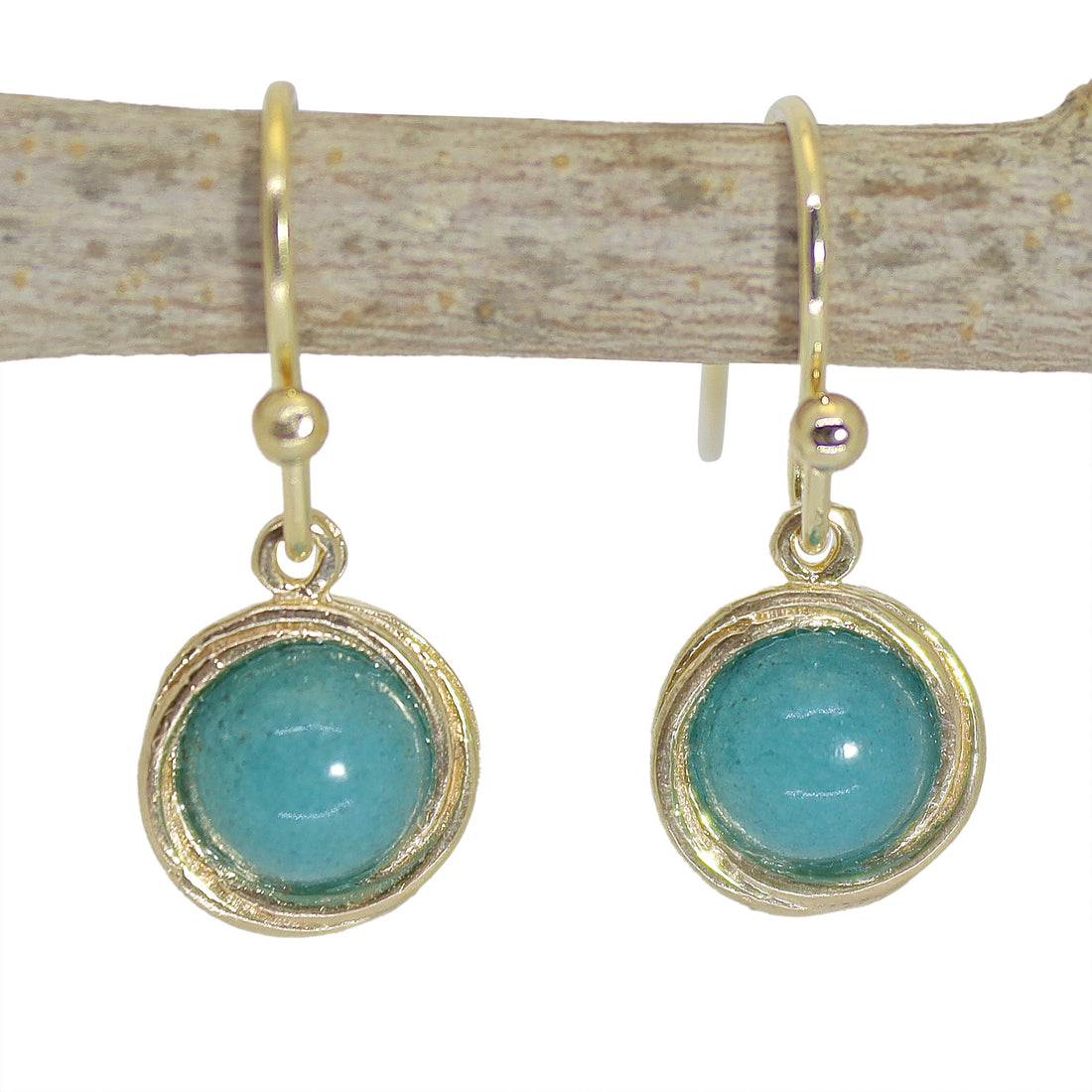 עגילי זהב אמטיסט תלויים, עגילי אבן סגולה פשוטים ועיגול