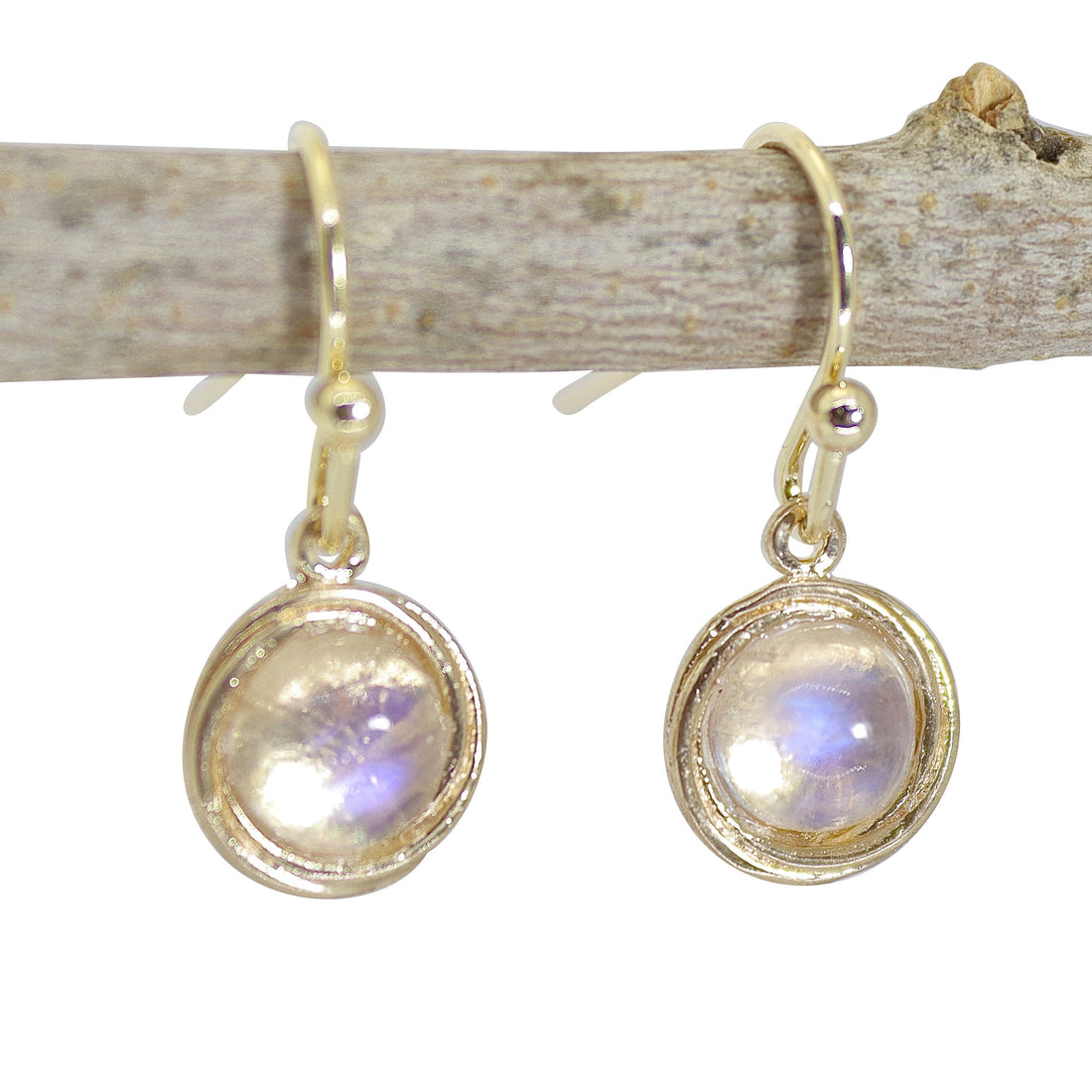 עגילי זהב אמטיסט תלויים, עגילי אבן סגולה פשוטים ועיגול