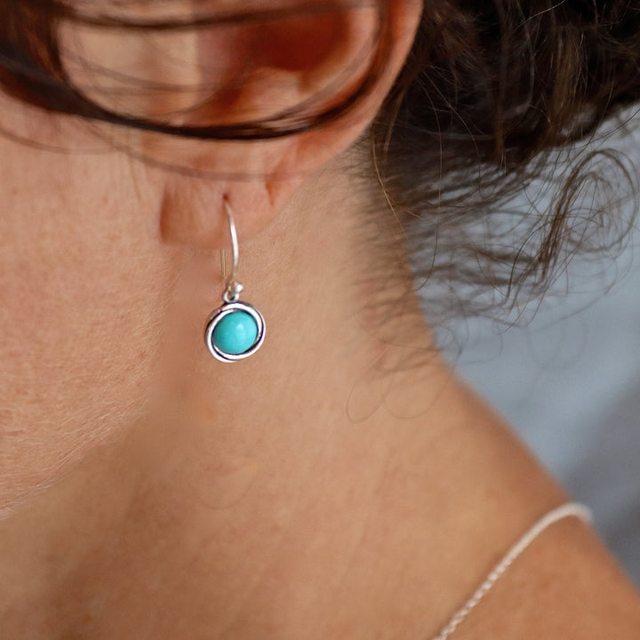 עגילי טורקיז, עגילי כסף סטרלינג 925 עגולים קטנים