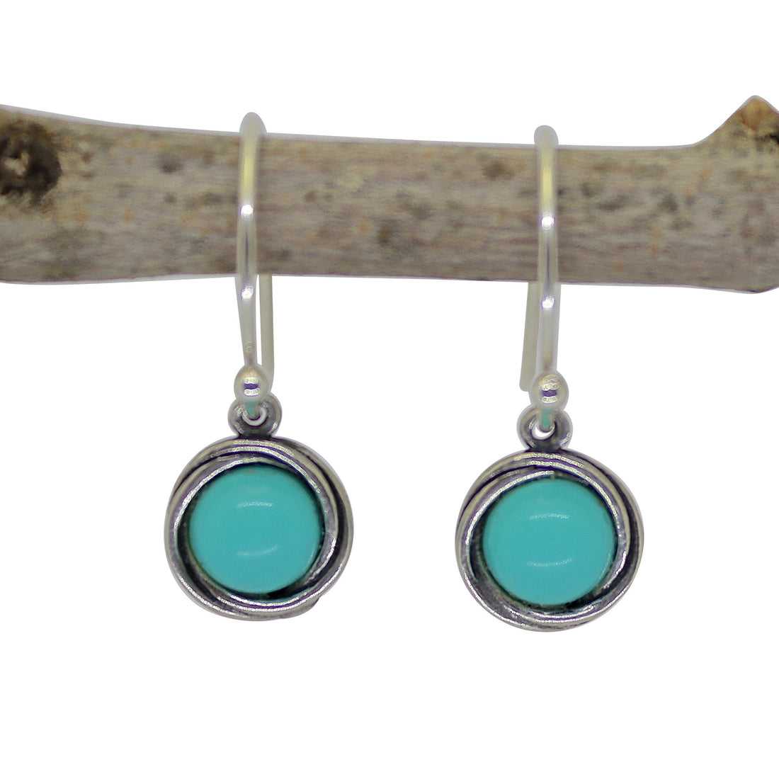 עגילי טורקיז, עגילי כסף סטרלינג 925 עגולים קטנים