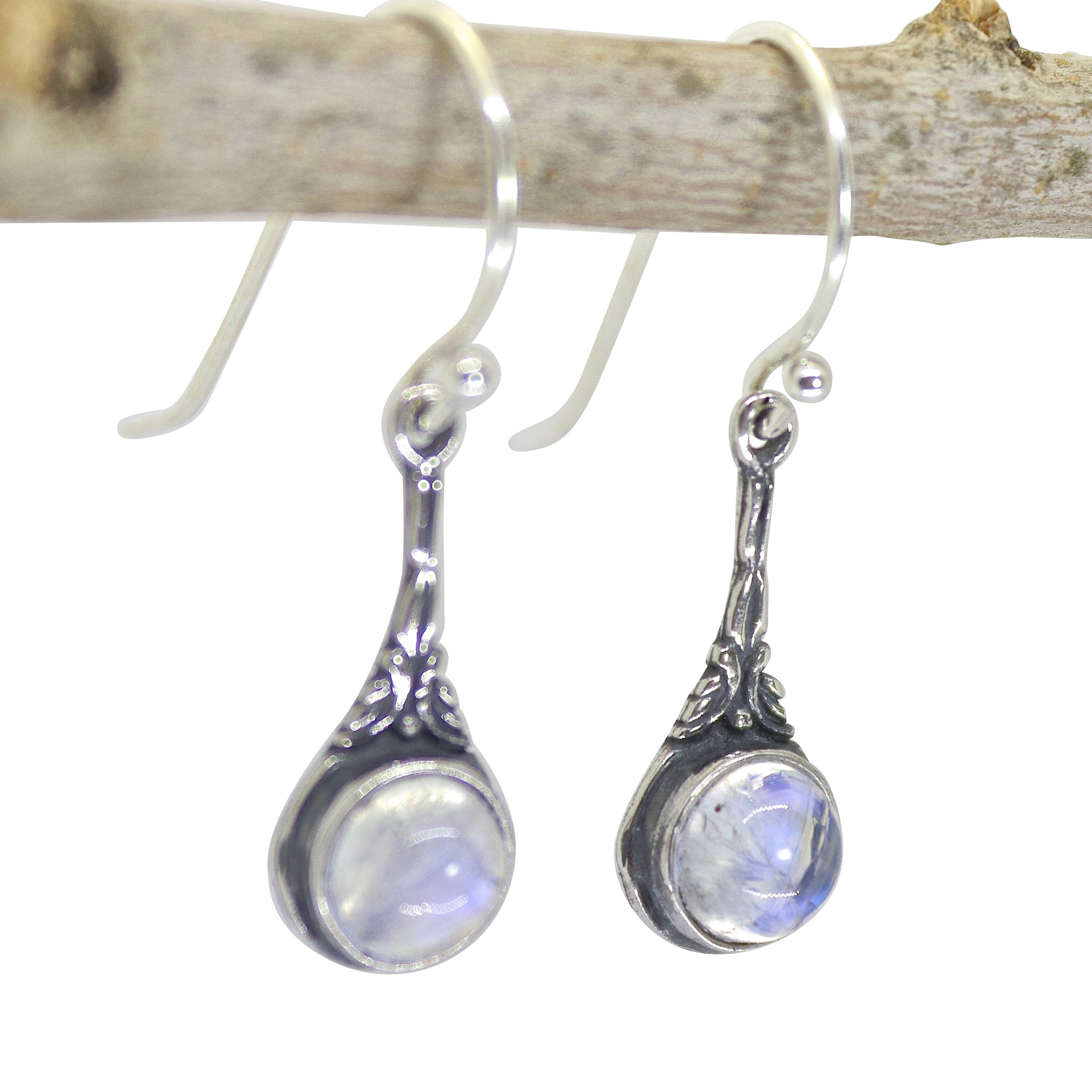 עגילי כסף סטרלינג 925 משובצים באבן ירוקה, בסגנון ויקטוריאני