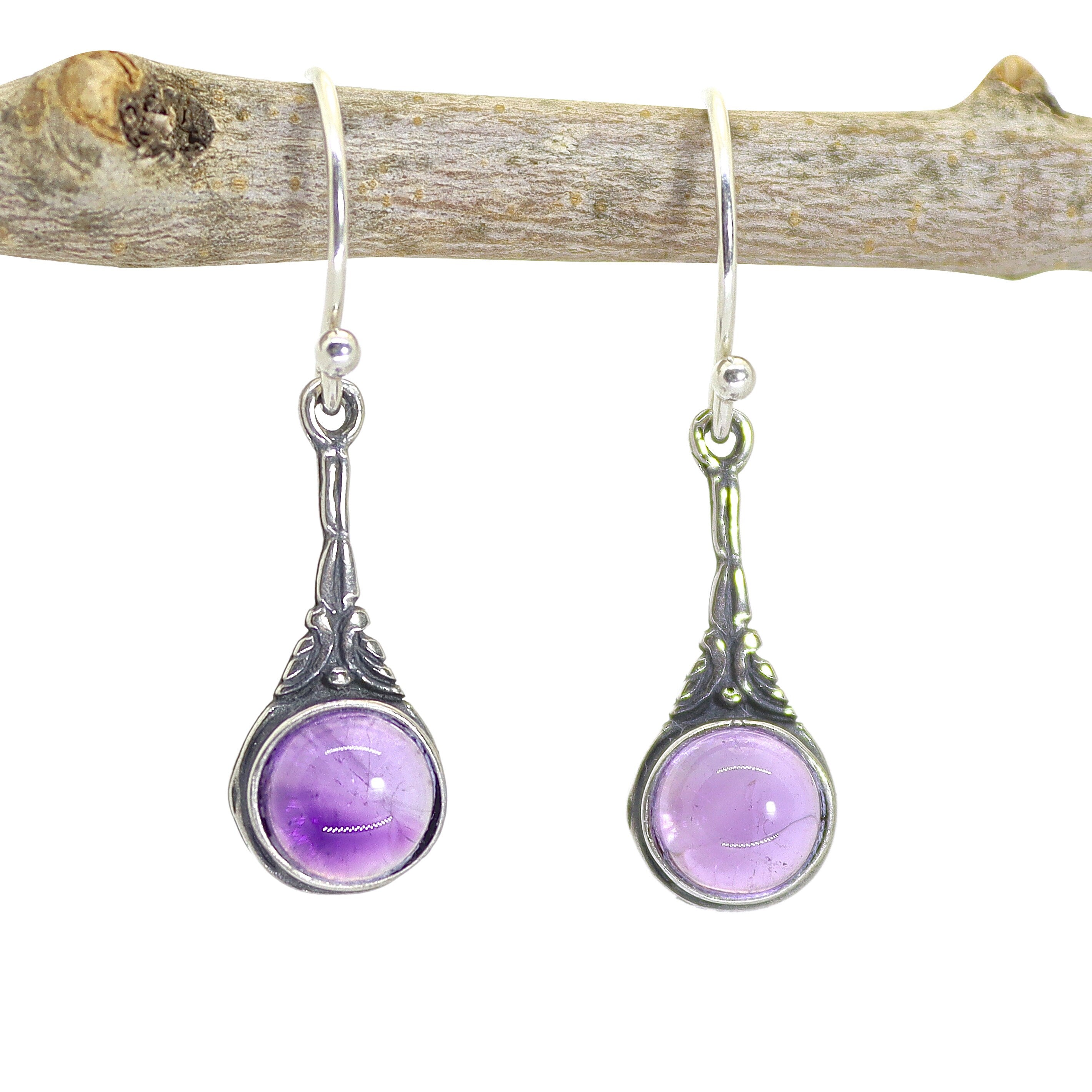 עגילי כסף סטרלינג 925 משובצים באבן ירוקה, בסגנון ויקטוריאני