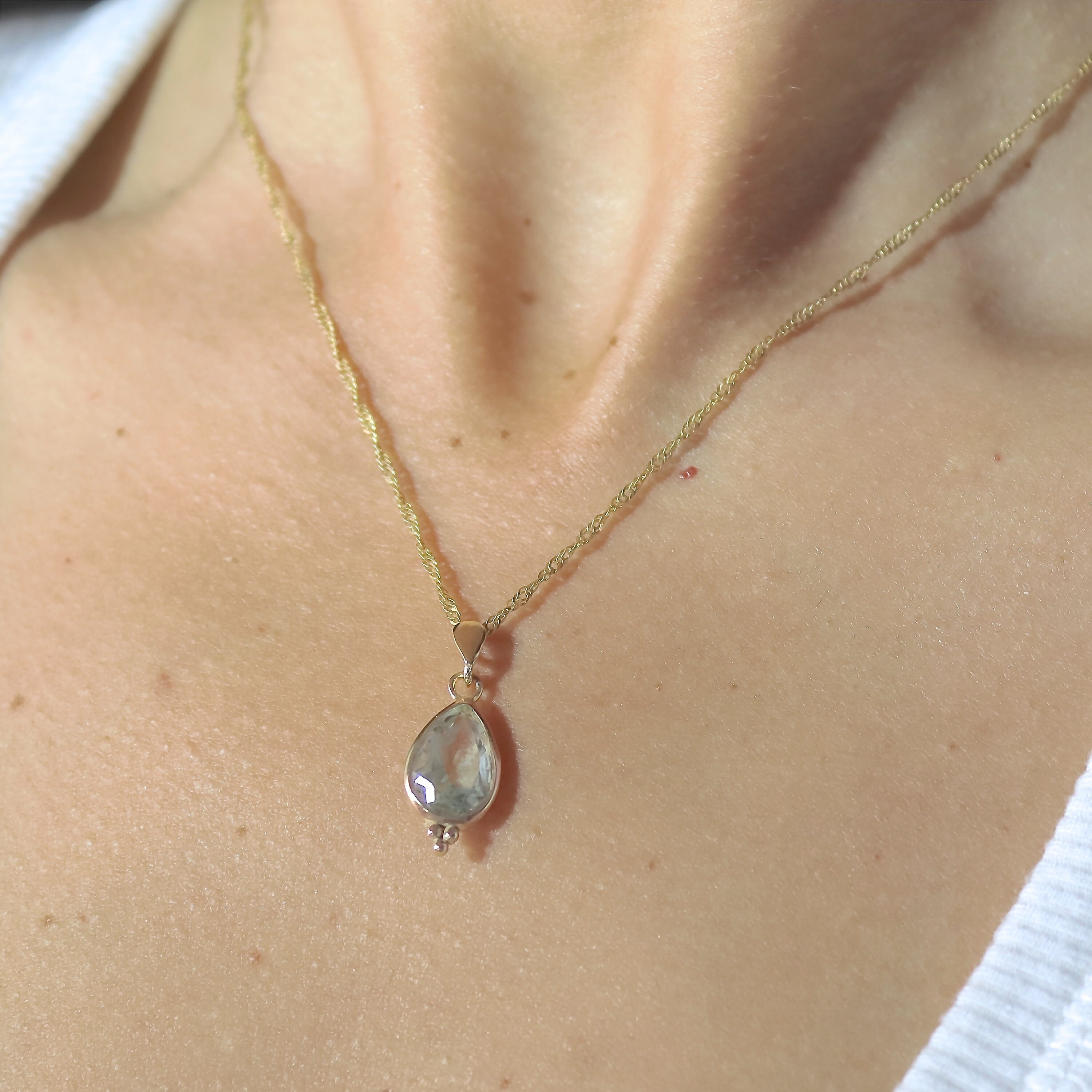 תליון שרשרת אמטיסט ירוקה מזהב 14 קראט