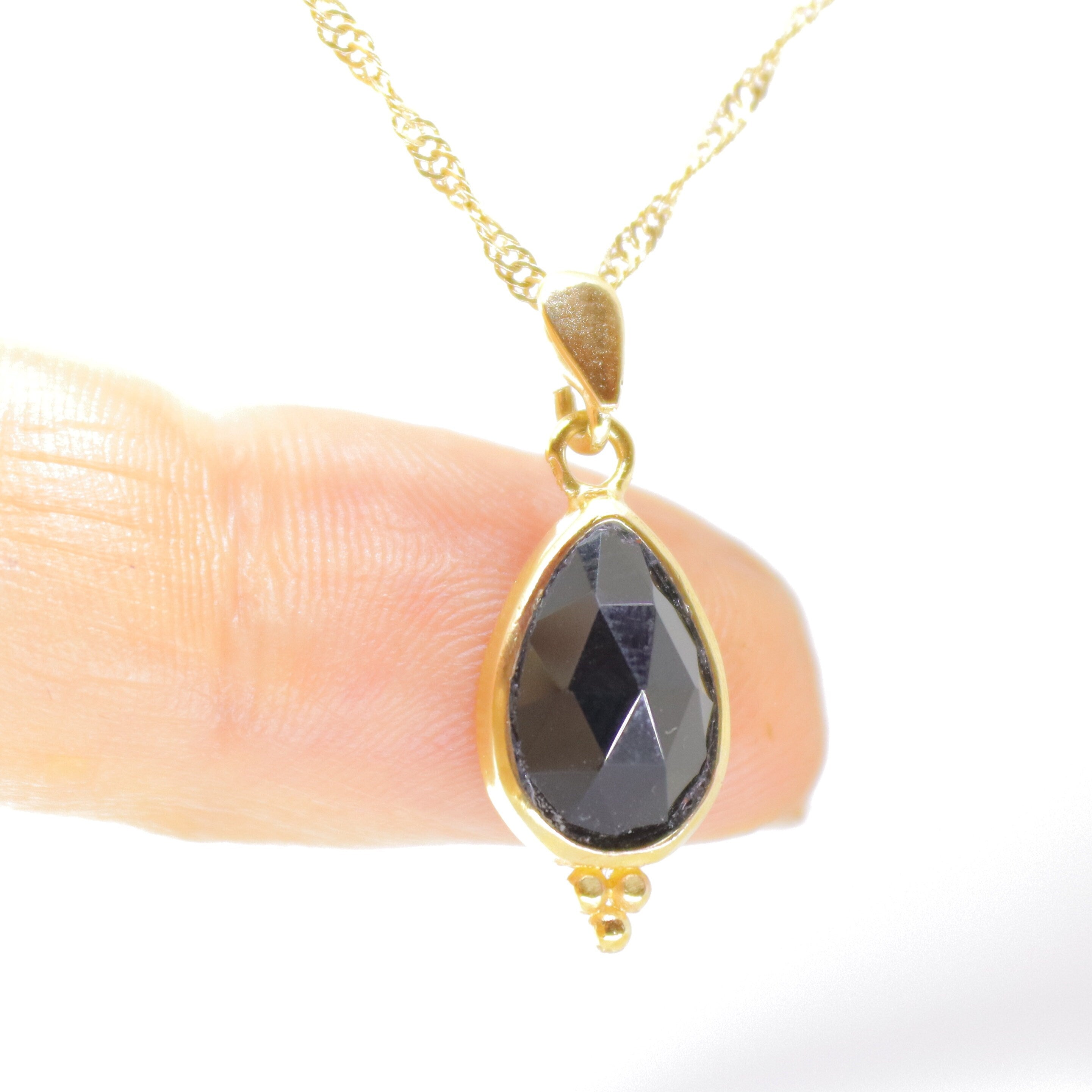 תליון שרשרת אוניקס שחור זהב 14 קראט, שרשרת זהב מלא אבן שחורה