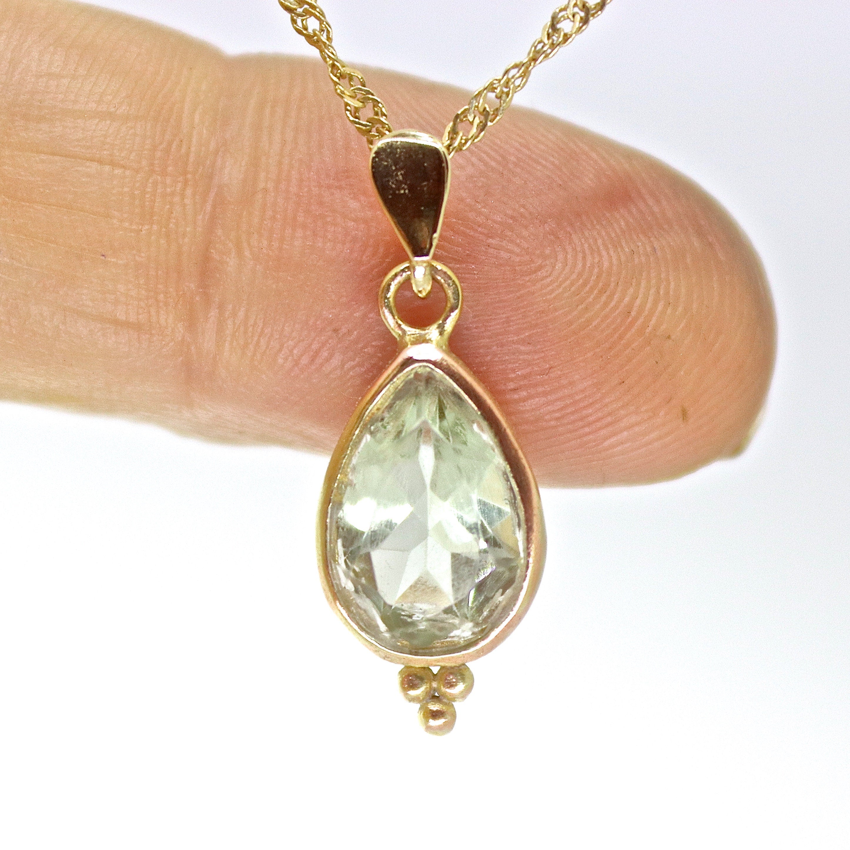 תליון שרשרת אמטיסט ירוקה מזהב 14 קראט