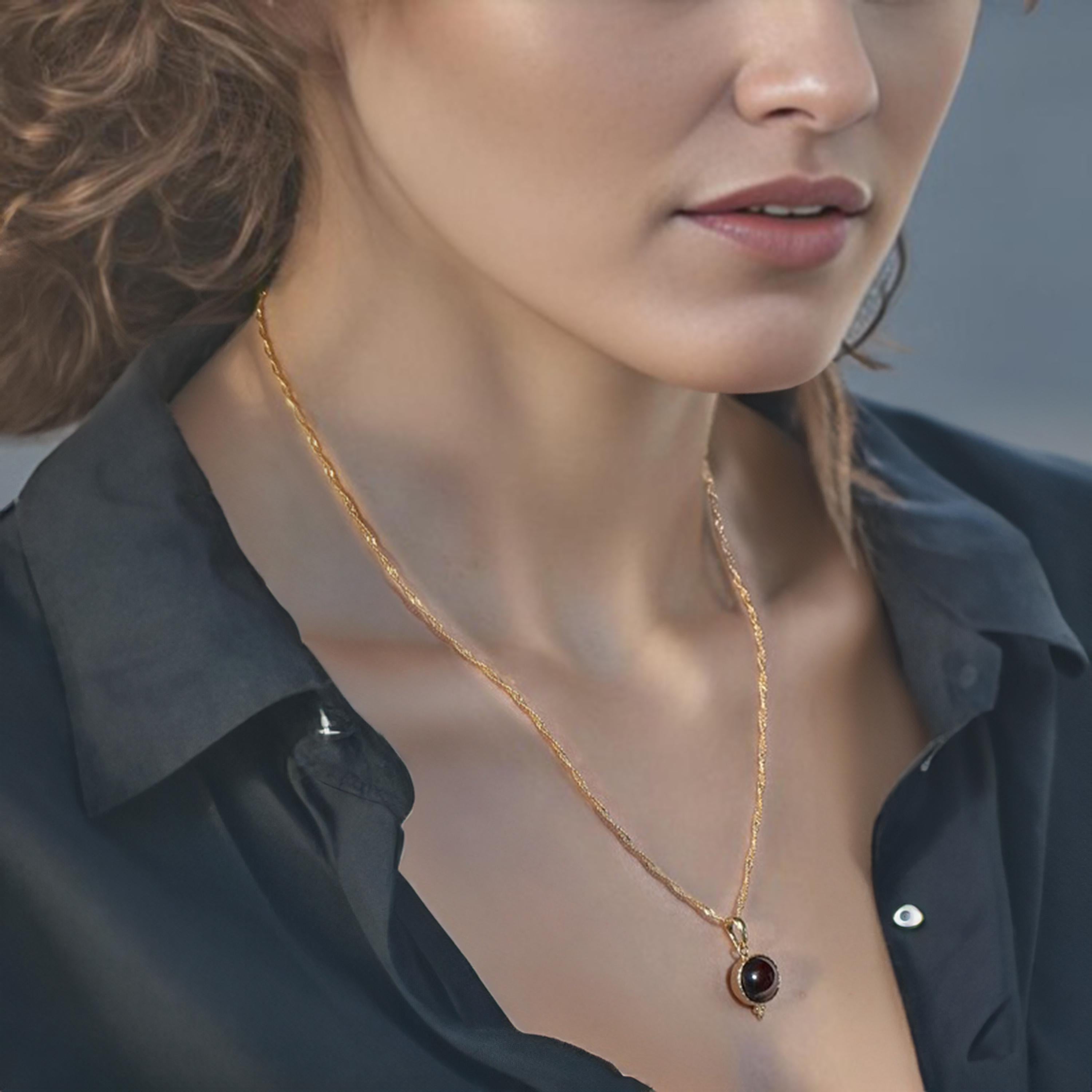 שרשרת תליון זהב גארנט, תכשיטי אבן לידה לנשים