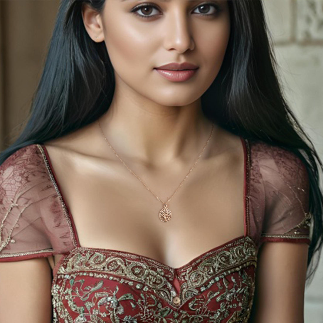 תליון שרשרת עץ החיים מזהב מלא 14 קראט