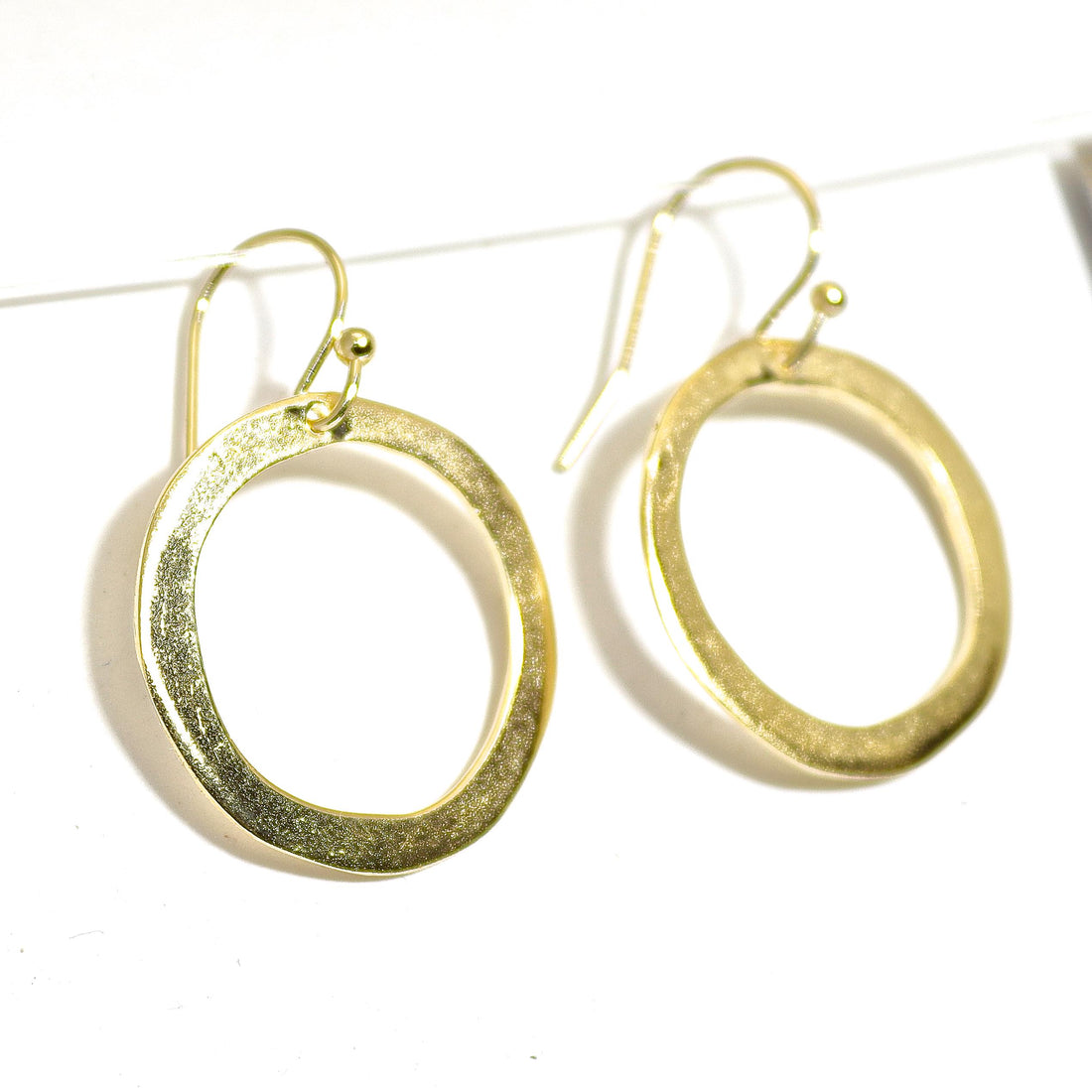 עגילי חישוק זהב 14K מוצק, עיגול פתוח עגילי פוסט