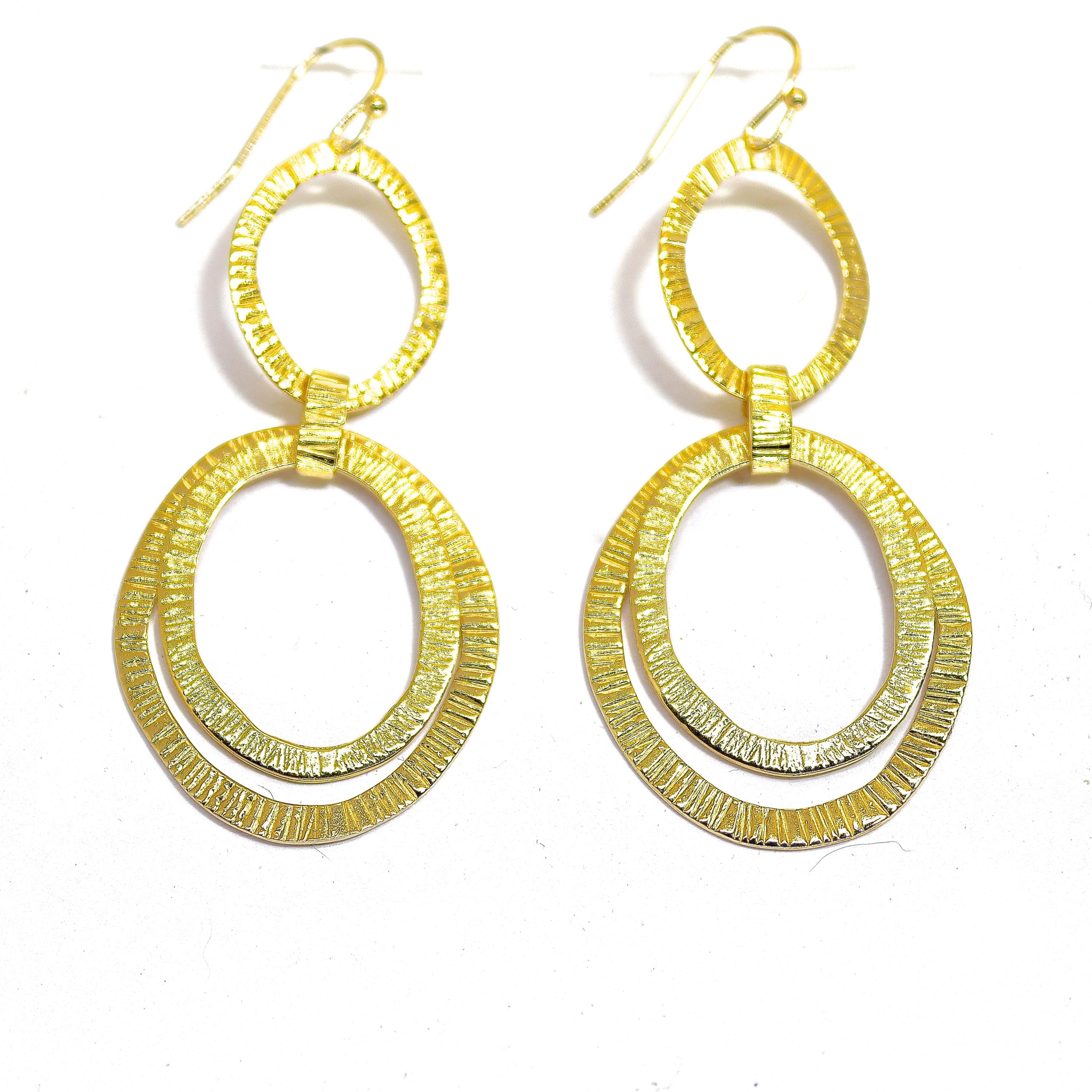 עגילי זהב ארוכים תלויים, עגילי חוליות גדולים, עגילי חישוק פתוחים