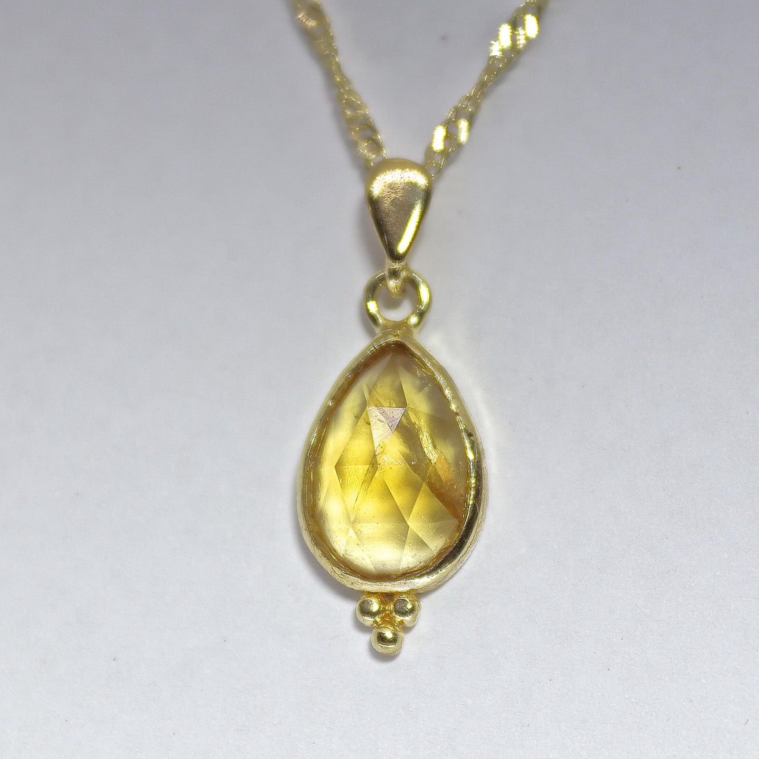 תליון שרשרת טיפה מזהב 14 קראט משובץ סיטרין לנשים, תכשיטי אבני חן מתנה