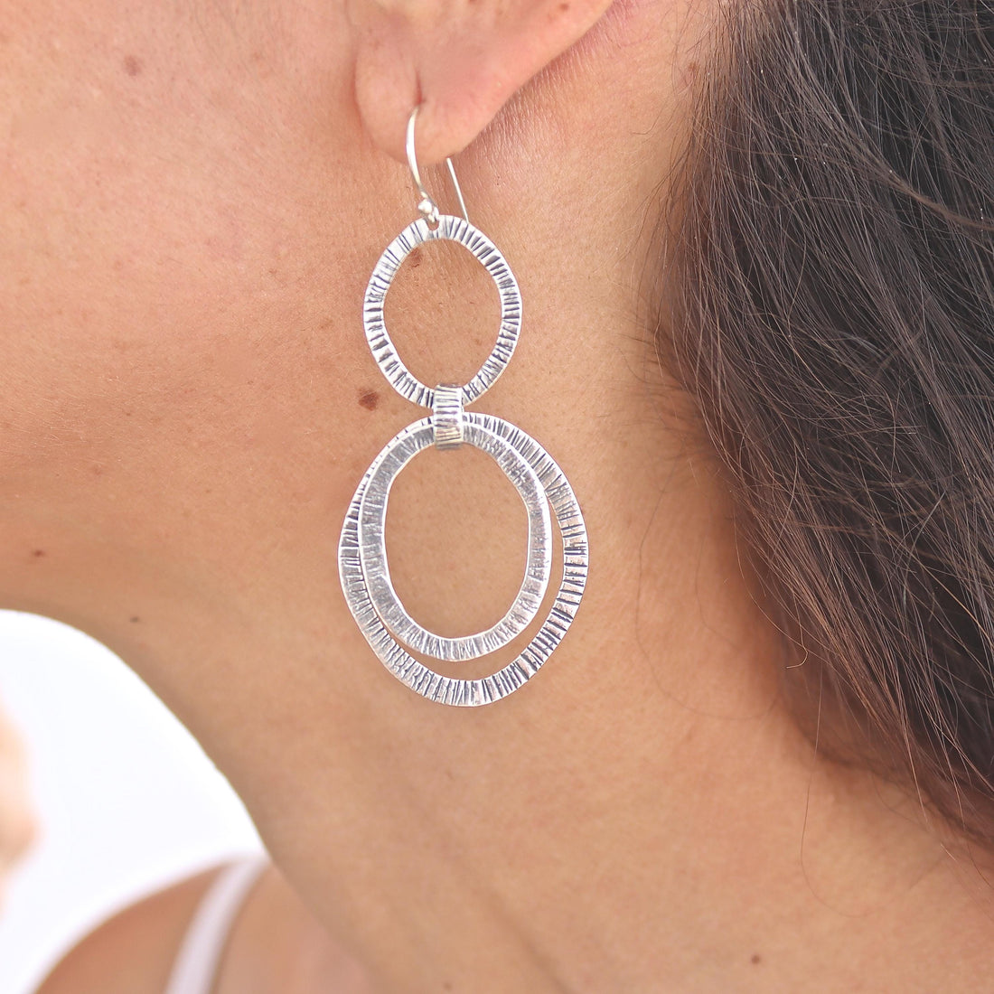 עגילי כסף סטרלינג 925 תלויים, עגילי חוליות גדולים, עגילי חישוק פתוחים