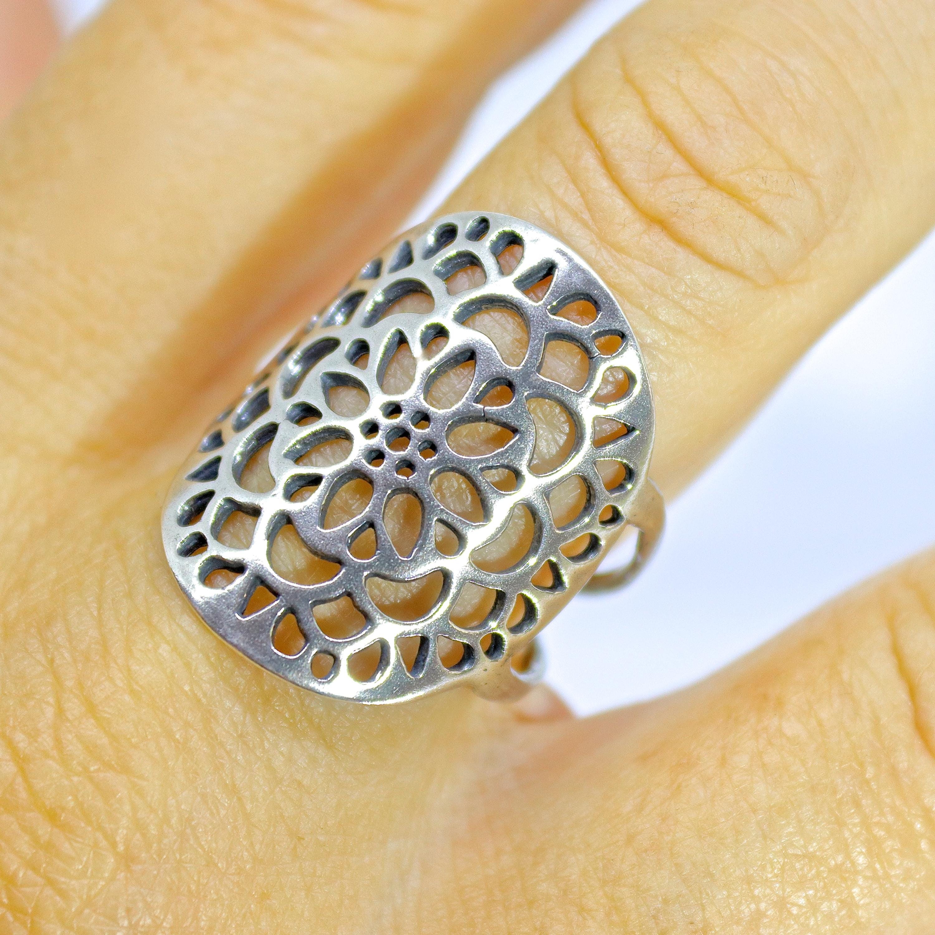 טבעת תחרה ארוכה 925 סטרלינג בולטת