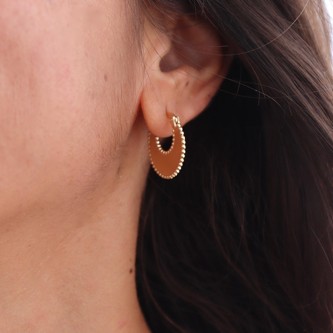 עגילי חישוק זהב סהר: תכשיטי אומן מצופים זהב 14 קראט