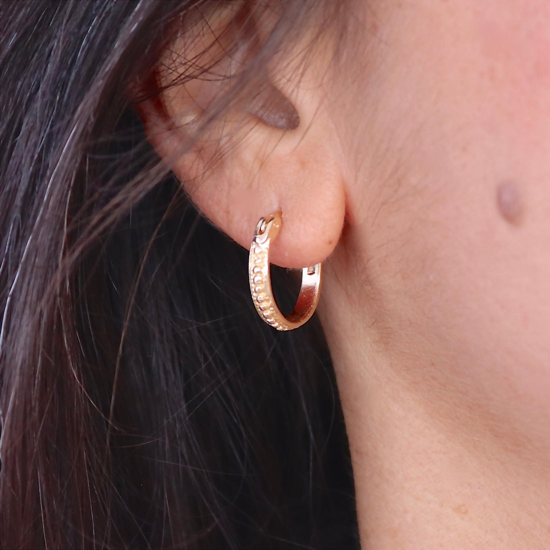 עגילי חישוק קטנים מזהב 14 קראט, עגילי חישוק בסגנון וינטג'