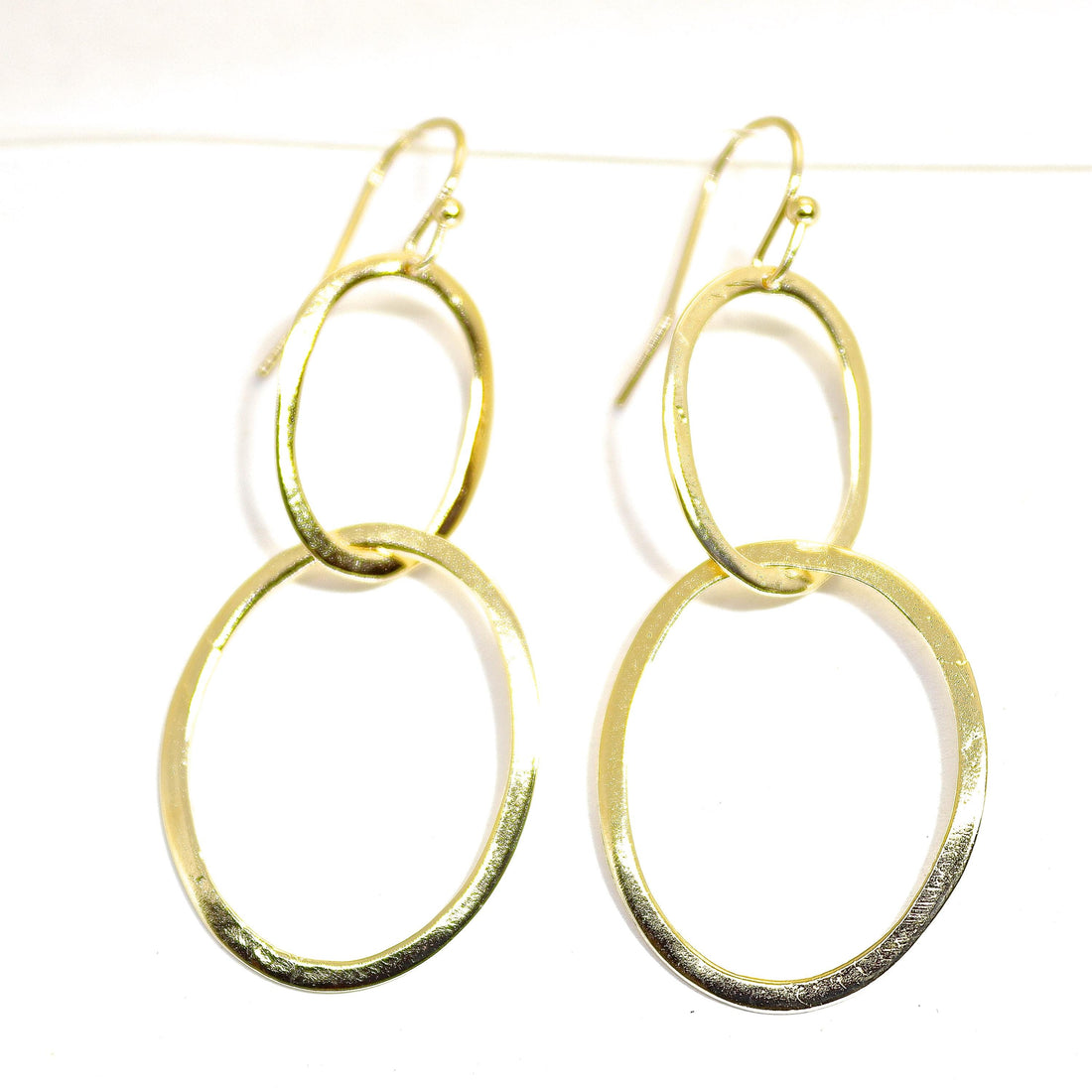 עגילי זהב 14 קראט עם קישורים - עגילי טיפה אלגנטיים לנשים