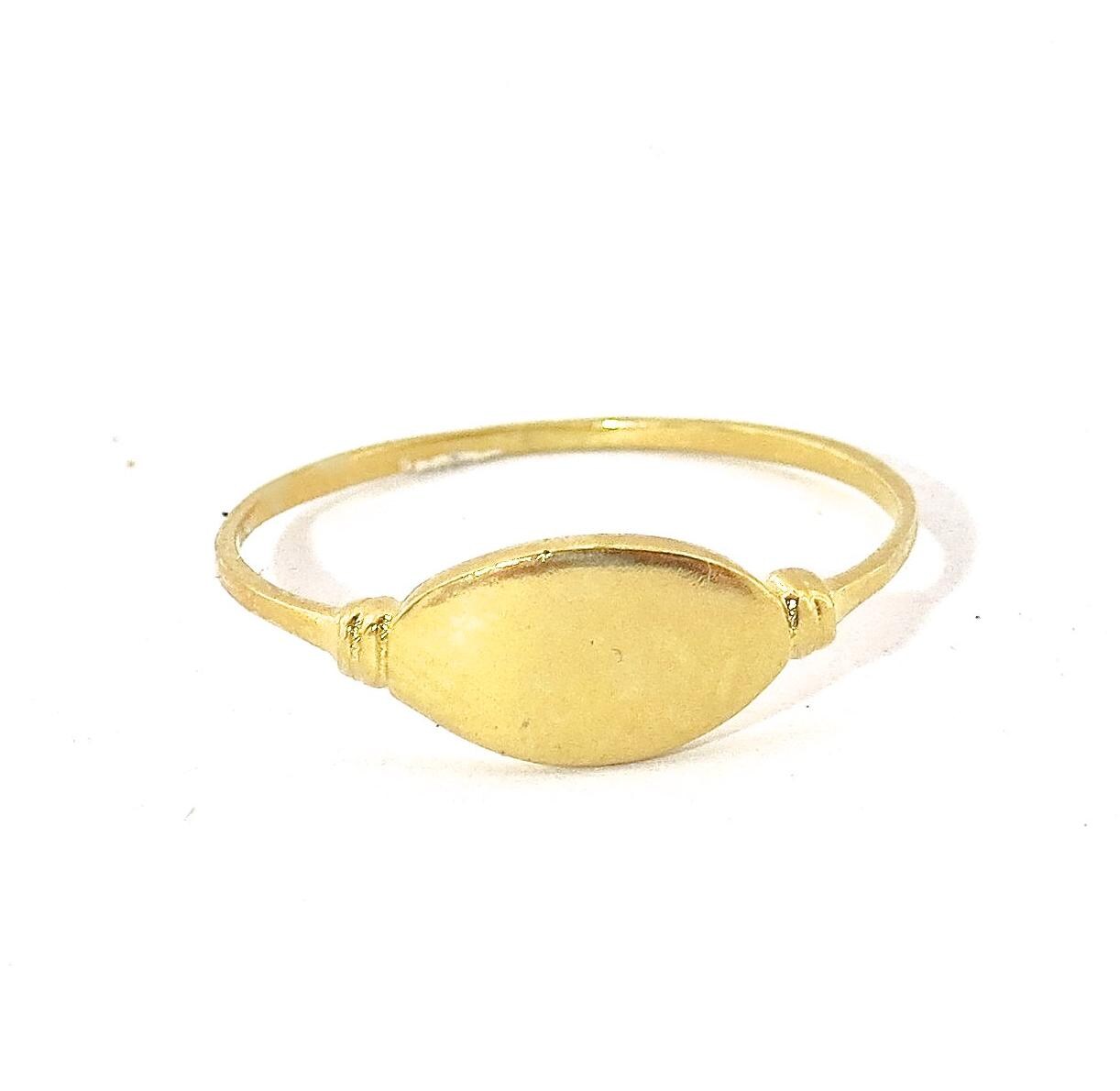 טבעת חותם מזהב מלא 14 קראט: טבעת זהב דקה