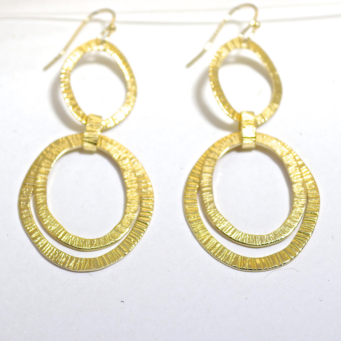 עגילי זהב ארוכים תלויים, עגילי חוליות גדולים, עגילי חישוק פתוחים