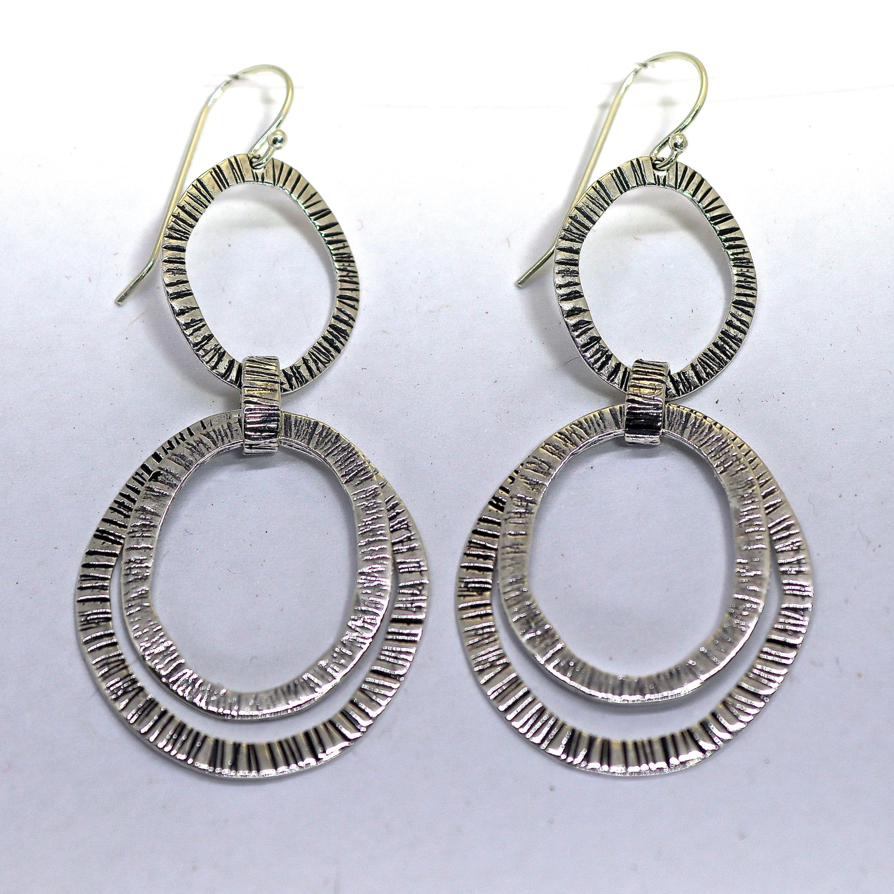 עגילי כסף סטרלינג 925 תלויים, עגילי חוליות גדולים, עגילי חישוק פתוחים