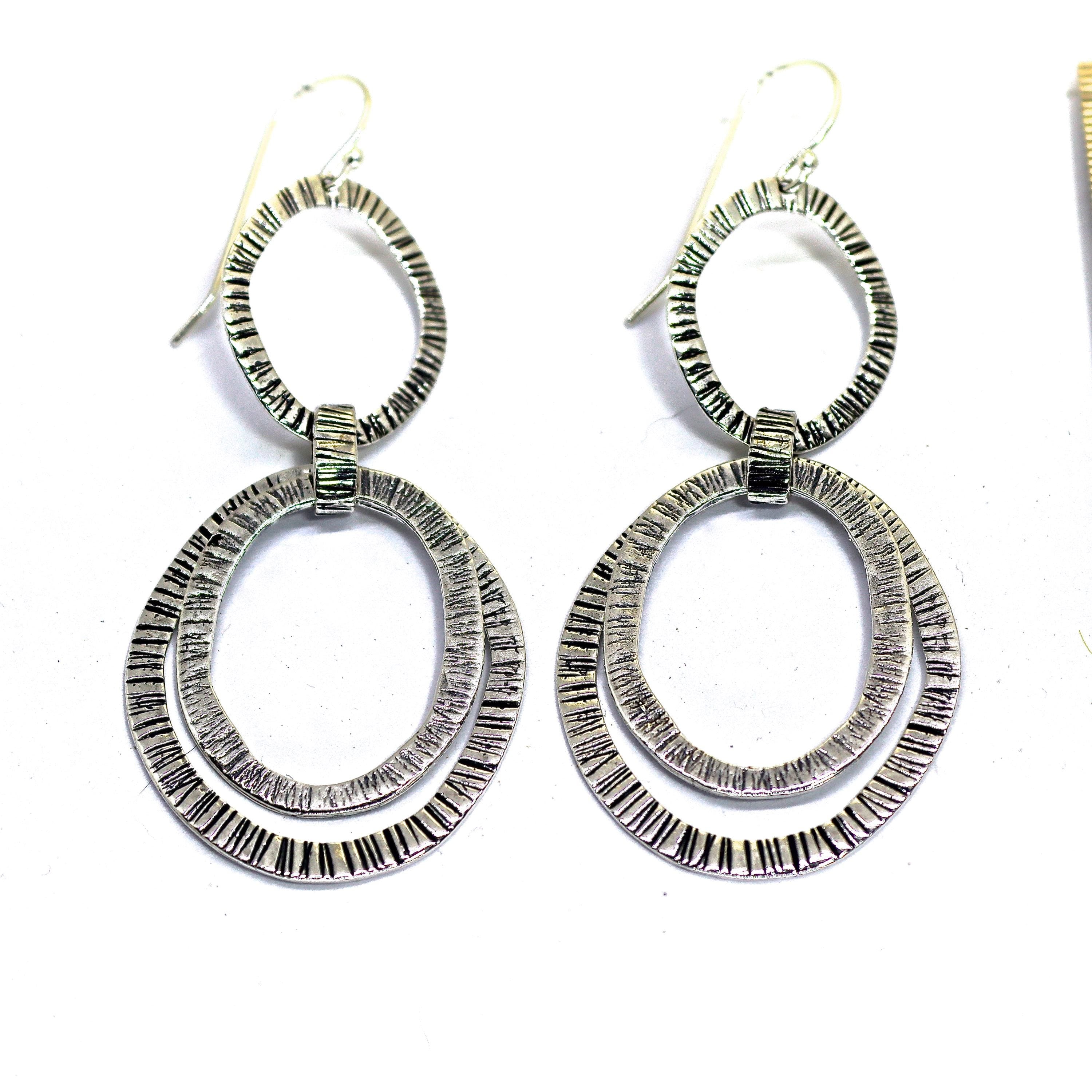 עגילי כסף סטרלינג 925 תלויים, עגילי חוליות גדולים, עגילי חישוק פתוחים